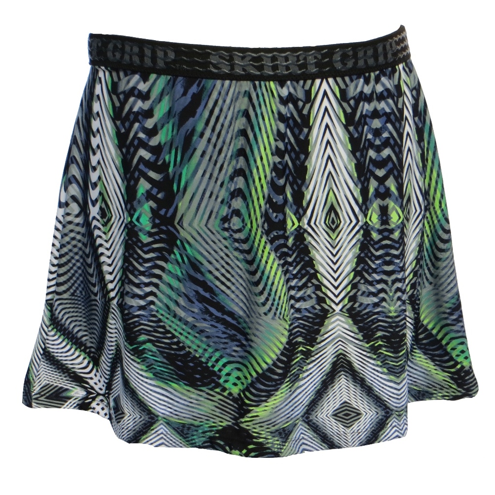 SKIRT GRIP BLACK GREEN GEOMETRIC ATHLETIC SKIRT
